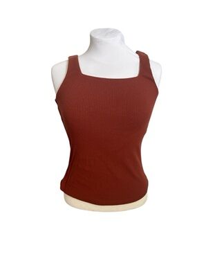 🛍️3 for $25🛍️ Rust Ribbed Tank Top Square Neck Fitted Stretch XS